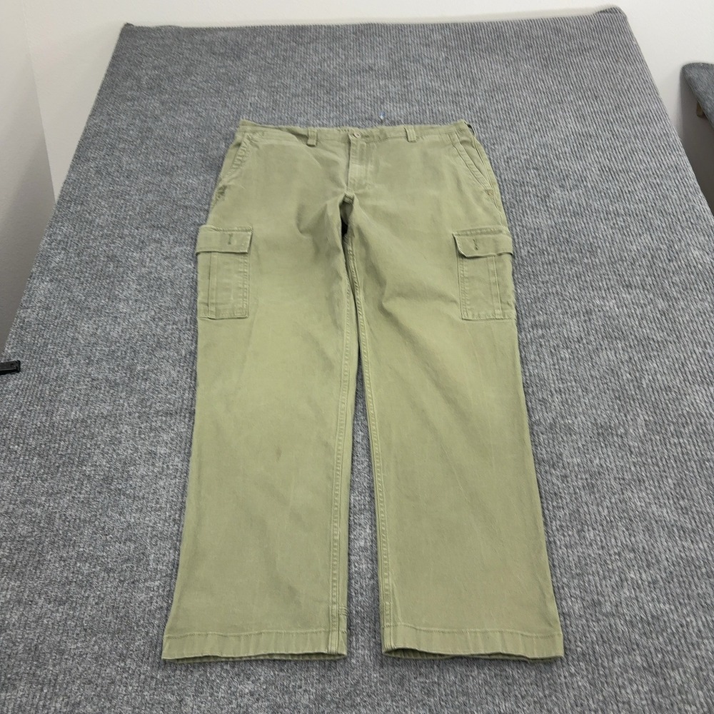 Duluth Trading Co Cargo Pants Mens 38x32 Green Cotton Spandex Flex Relaxed Work